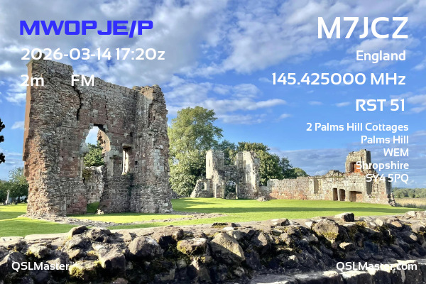 QSL Master Card for M7JCZ QSO with MW0PJE/P