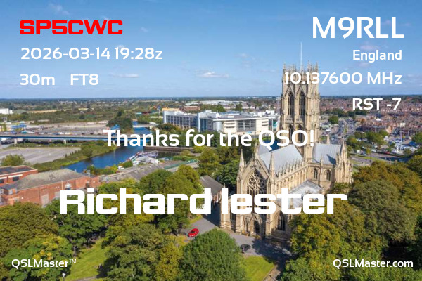 QSL Master Card for M9RLL QSO with SP5CWC