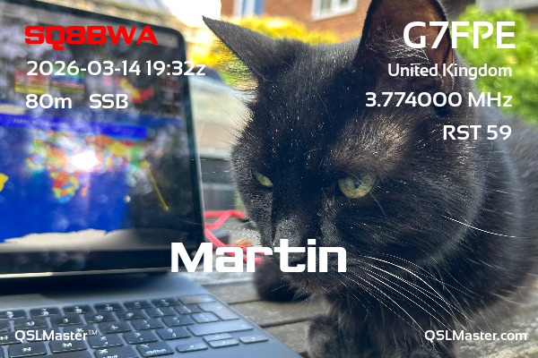 QSL Master Card for G7FPE QSO with SQ8BWA