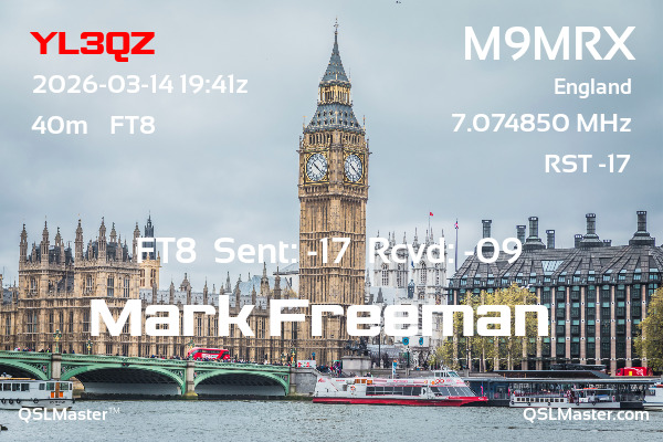 QSL Master Card for M9MRX QSO with YL3QZ