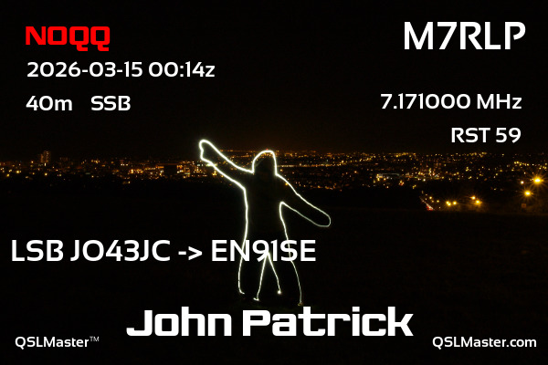 QSL Master Card for M7RLP QSO with N0QQ