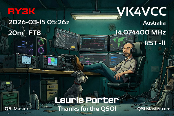 QSL Master Card for VK4VCC QSO with RY3K