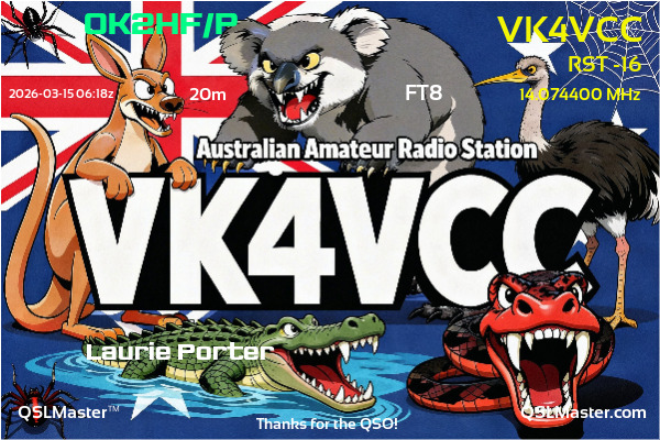 QSL Master Card for VK4VCC QSO with OK2HF/P