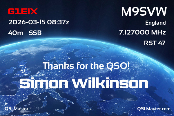QSL Master Card for M9SVW QSO with G1EIX