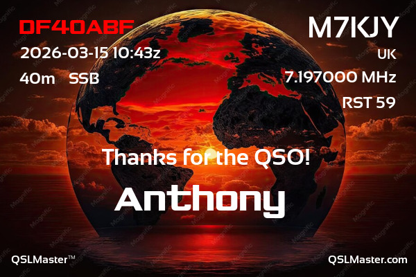 QSL Master Card for M7KJY QSO with DF40ABF