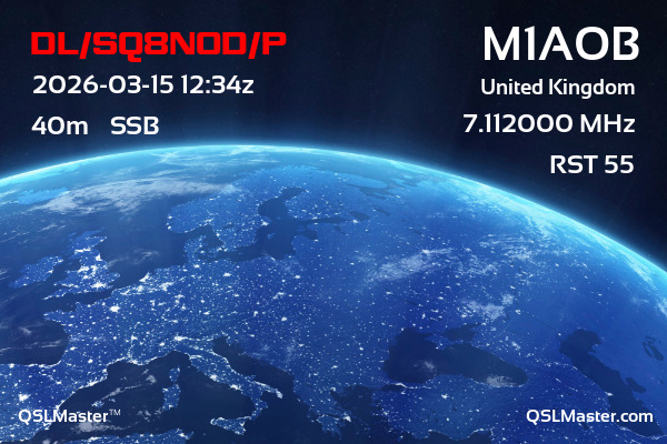 QSL Master Card for M1AOB QSO with DL/SQ8NOD/P