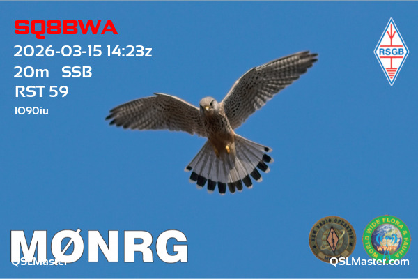 QSL Master Card for M0NRG QSO with SQ8BWA