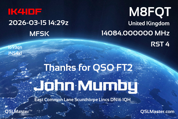 QSL Master Card for M8FQT QSO with IK4IDF