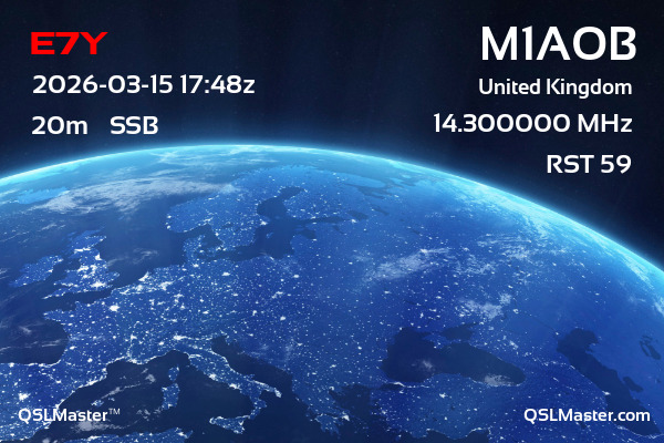 QSL Master Card for M1AOB QSO with E7Y