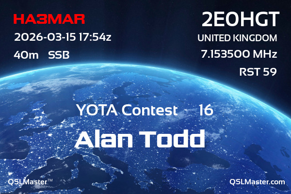 QSL Master Card for 2E0HGT QSO with HA3MAR