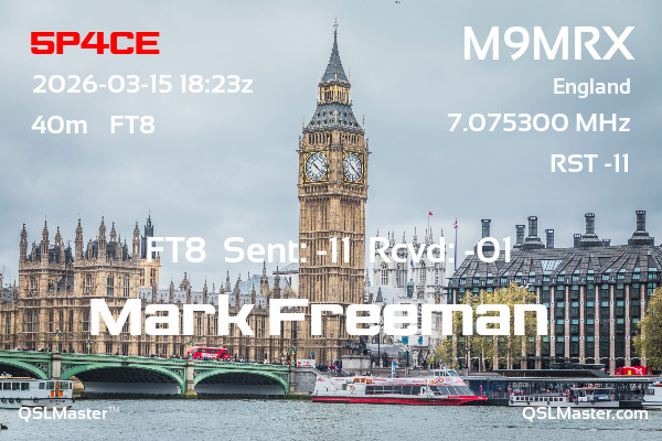 QSL Master Card for M9MRX QSO with 5P4CE