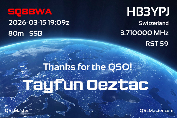 QSL Master Card for HB3YPJ QSO with SQ8BWA