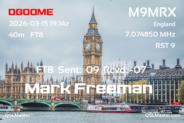 QSL Master Card for M9MRX QSO with DG0OME