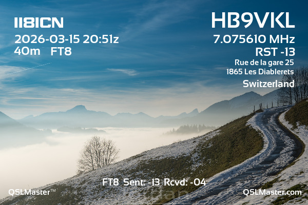 QSL Master Card for HB9VKL QSO with II8ICN