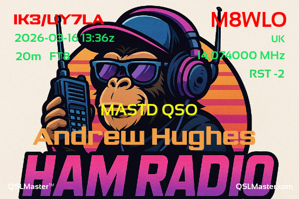 QSL Master Card for M8WLO QSO with IK3/UY7LA