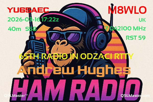 QSL Master Card for M8WLO QSO with YU65AEC