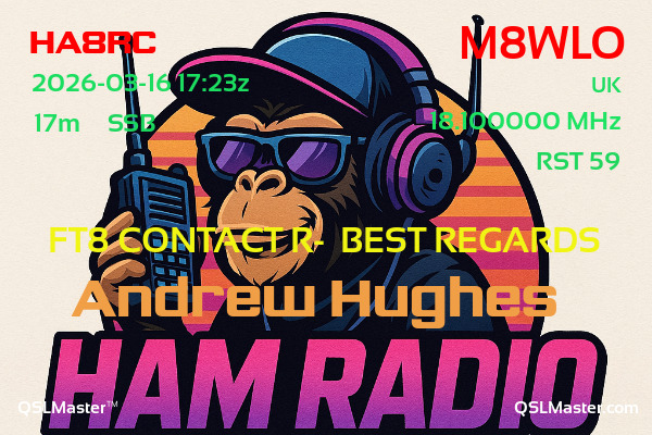 QSL Master Card for M8WLO QSO with HA8RC