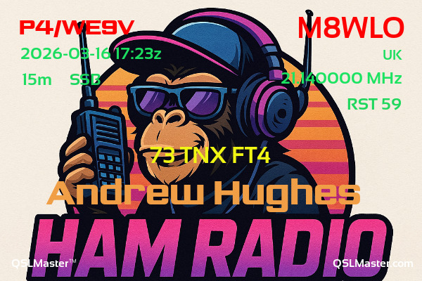 QSL Master Card for M8WLO QSO with P4/WE9V