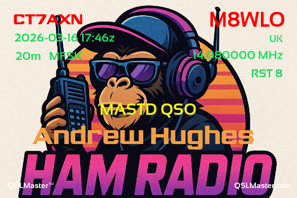 QSL Master Card for M8WLO QSO with CT7AXN