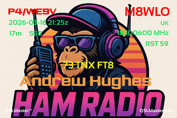 QSL Master Card for M8WLO QSO with P4/WE9V