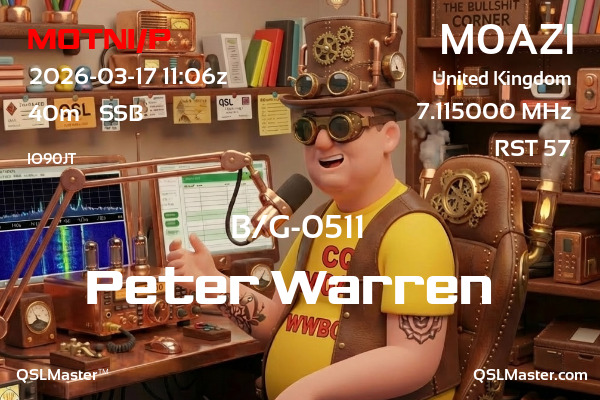 QSL Master Card for M0AZI QSO with M0TNI/P
