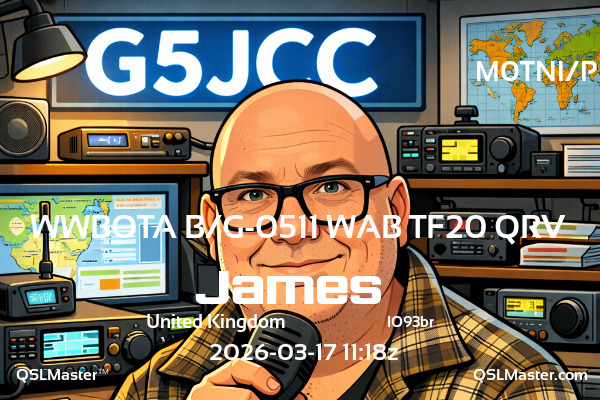 QSL Master Card for G5JCC QSO with M0TNI/P