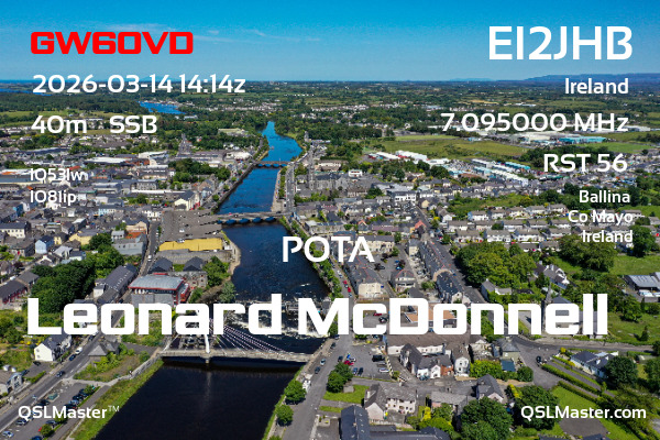 QSL Master Card for EI2JHB QSO with GW6OVD