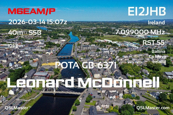 QSL Master Card for EI2JHB QSO with M6EAM/P