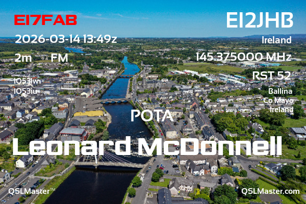 QSL Master Card for EI2JHB QSO with EI7FAB