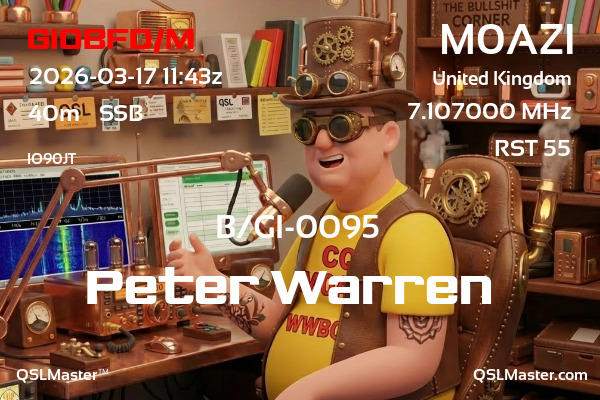 QSL Master Card for M0AZI QSO with GI0BFD/M