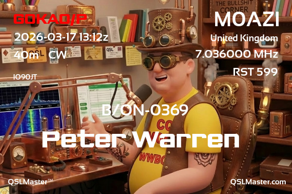 QSL Master Card for M0AZI QSO with G0KAO/P