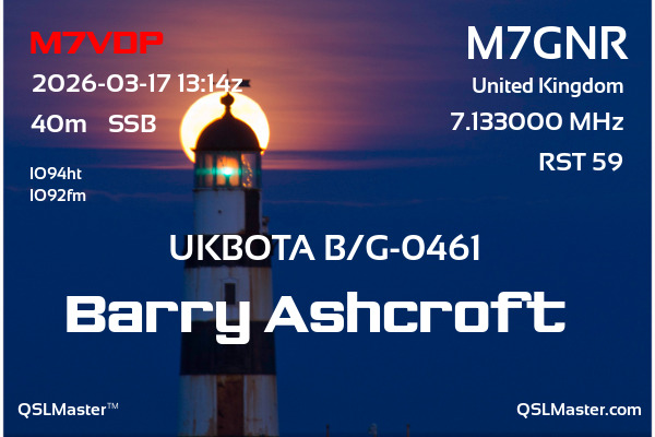 QSL Master Card for M7GNR QSO with M7VDP