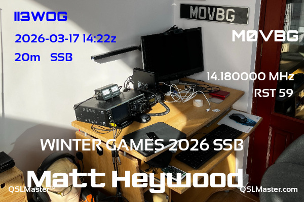 QSL Master Card for M0VBG QSO with II3WOG