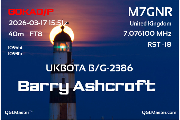 QSL Master Card for M7GNR QSO with G0KAO/P