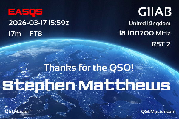 QSL Master Card for G1IAB QSO with EA5QS