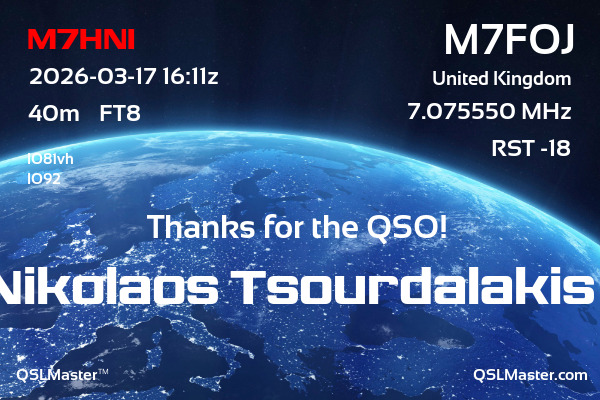 QSL Master Card for M7FOJ QSO with M7HNI