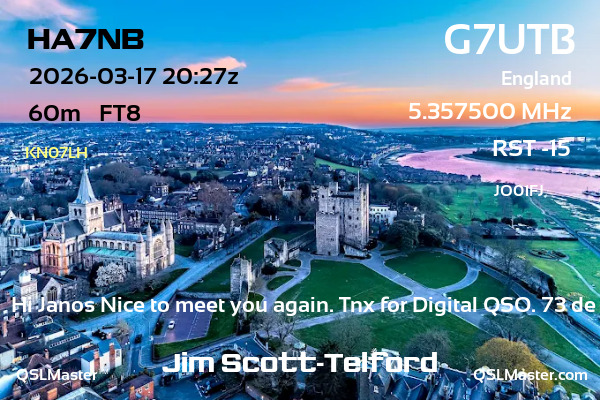 QSL Master Card for G7UTB QSO with HA7NB