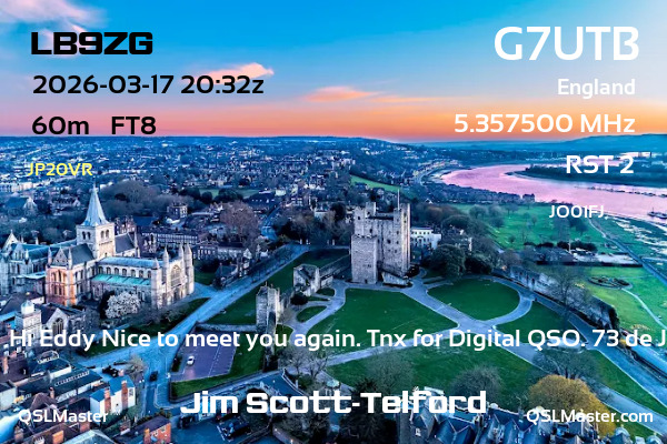 QSL Master Card for G7UTB QSO with LB9ZG