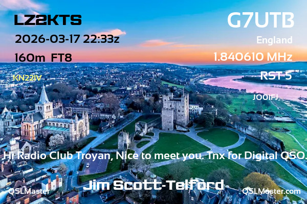 QSL Master Card for G7UTB QSO with LZ2KTS