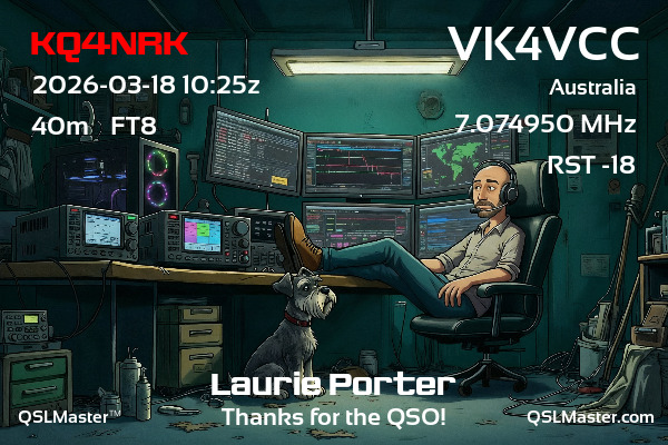 QSL Master Card for VK4VCC QSO with KQ4NRK
