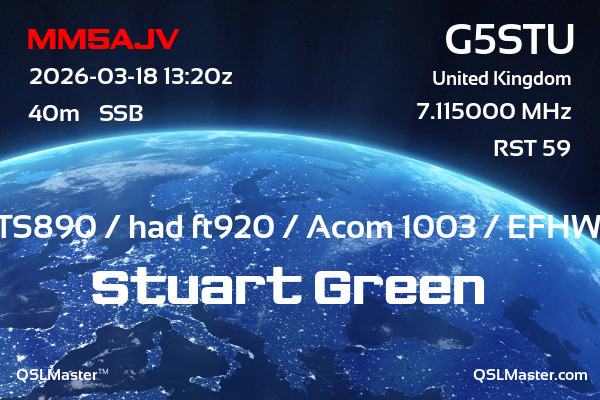 QSL Master Card for G5STU QSO with MM5AJV