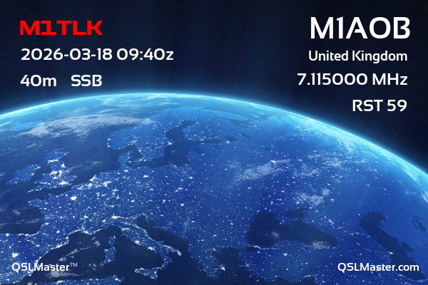 QSL Master Card for M1AOB QSO with M1TLK