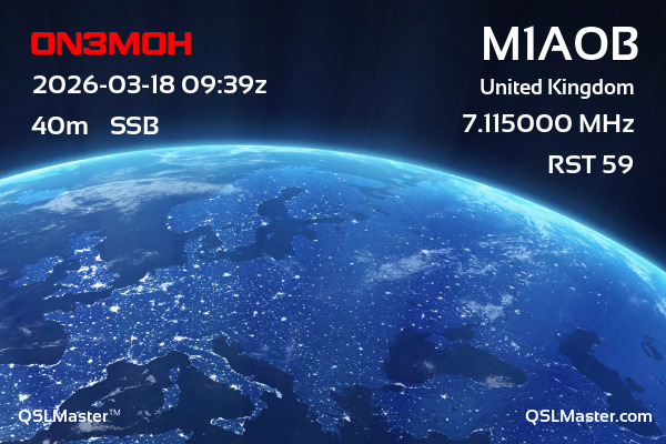 QSL Master Card for M1AOB QSO with ON3MOH
