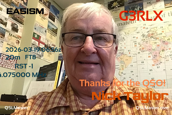 QSL Master Card for G3RLX QSO with EA5ISM