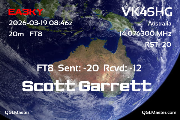 QSL Master Card for VK4SHG QSO with EA3KY