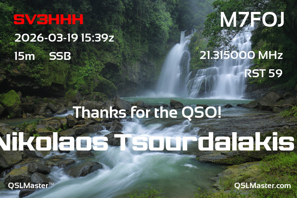 QSL Master Card for M7FOJ QSO with SV3HHH