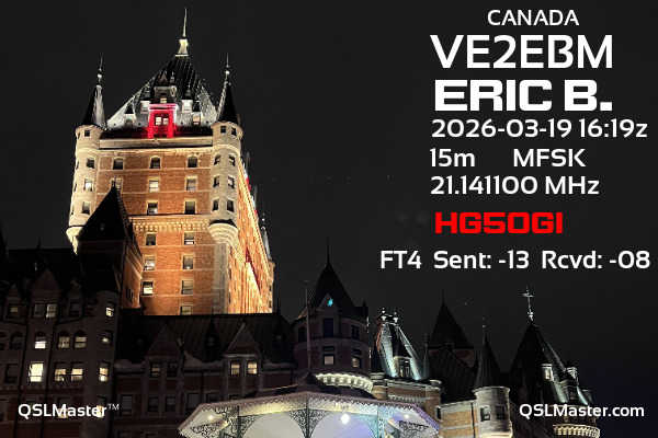QSL Master Card for VE2EBM QSO with HG5OGI
