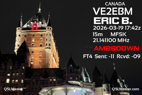 QSL Master Card for VE2EBM QSO with AM26DOWN