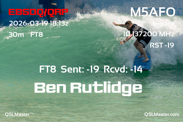 QSL Master Card for M5AFO QSO with EB5DQ/QRP