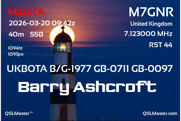QSL Master Card for M7GNR QSO with M1OTA